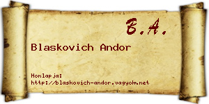 Blaskovich Andor névjegykártya